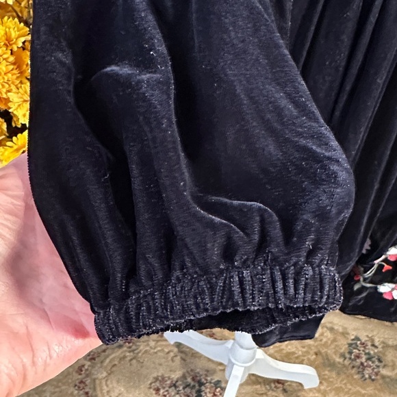 a.n.a NWT Black Ember Velvet Embroidered Long Sleeve Dress - Picture 5 of 11
